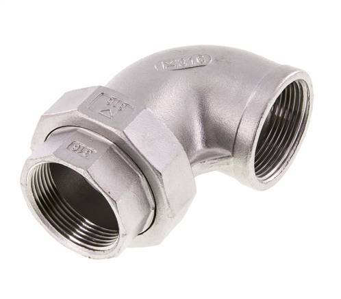 90deg Union Connector Rp1 1/2'' Female Stainless Steel Conical Seal 16bar (224.8psi)