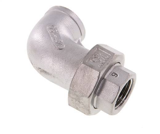 90deg Union Connector Rp1/2'' Female Stainless Steel Conical Seal 16bar (224.8psi)