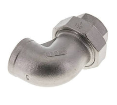 90deg Angled Union Connector Rp1'' Female Stainless Steel Flat Seal PTFE 16bar (224.8psi)