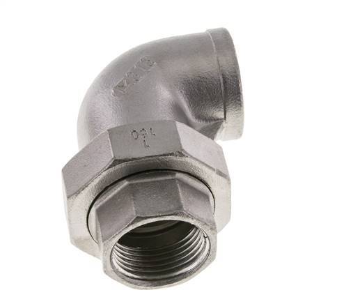 90Grad abgewinkelter Verschraubungsanschluss Rp1'' Weiblich Edelstahl Flachdichtung PTFE 16bar (224.8psi)