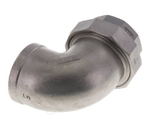 90Grad abgewinkelter Verschraubungsanschluss Rp2'' Weiblich Edelstahl Flachdichtung PTFE 16bar (224.8psi)