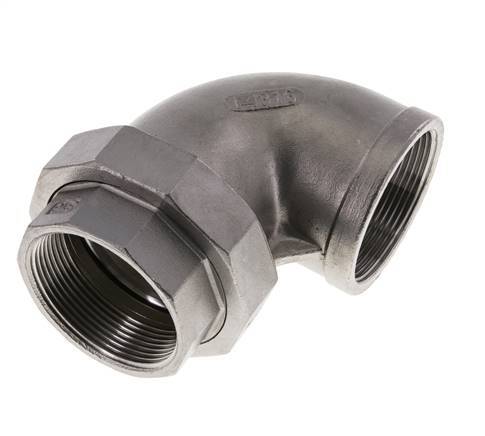 90Grad abgewinkelter Verschraubungsanschluss Rp2'' Weiblich Edelstahl Flachdichtung PTFE 16bar (224.8psi)
