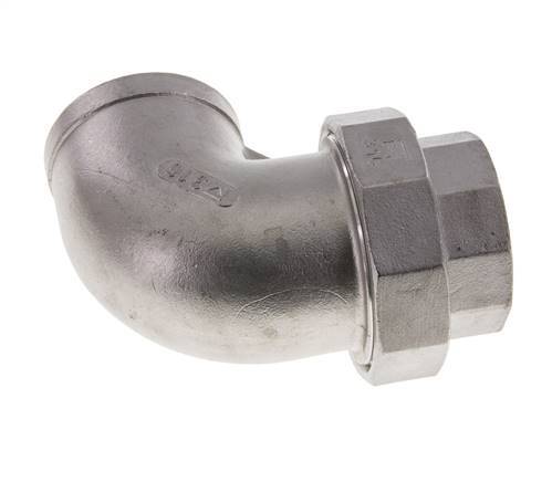 90 Grad abgewinkelter Verschraubungsanschluss Rp1 1/2'' Innengewinde Edelstahl Flachdichtung PTFE 16bar (224.8psi)