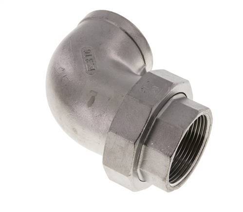 90 Grad abgewinkelter Verschraubungsanschluss Rp1 1/2'' Innengewinde Edelstahl Flachdichtung PTFE 16bar (224.8psi)