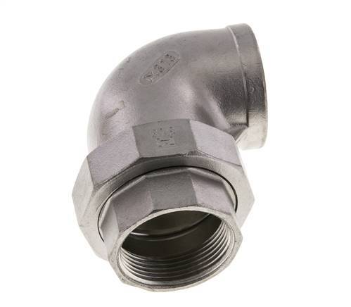 90 Grad abgewinkelter Verschraubungsanschluss Rp1 1/2'' Innengewinde Edelstahl Flachdichtung PTFE 16bar (224.8psi)