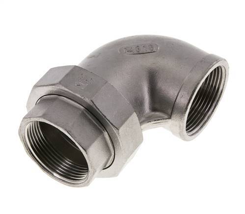 90 Grad abgewinkelter Verschraubungsanschluss Rp1 1/2'' Innengewinde Edelstahl Flachdichtung PTFE 16bar (224.8psi)