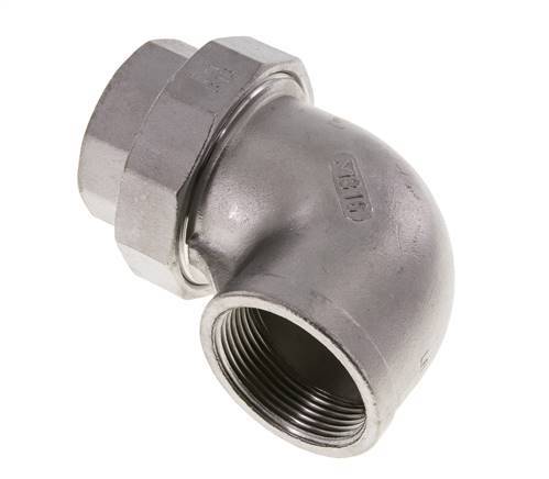 90 Grad abgewinkelter Verschraubungsanschluss Rp1 1/2'' Innengewinde Edelstahl Flachdichtung PTFE 16bar (224.8psi)