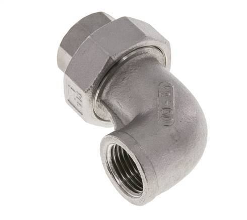 90Grad abgewinkelter Verschraubungsanschluss Rp1/2'' Weiblich Edelstahl Flachdichtung PTFE 16bar (224.8psi)