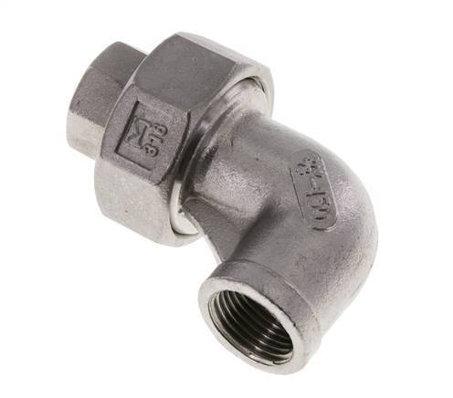 90Grad abgewinkelter Verschraubungsanschluss Rp3/8'' Innengewinde Edelstahl Flachdichtung PTFE 16bar (224.8psi)