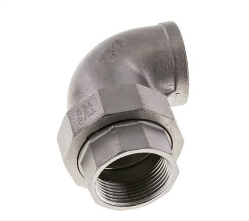 90Grad abgewinkelter Verschraubungsanschluss Rp1 1/4'' Female Edelstahl Flachdichtung PTFE 16bar (224.8psi)