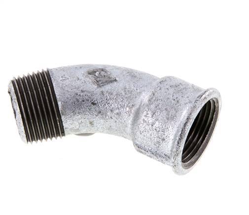 Winkelverschraubung 45° R1'' Außengewinde x Rp1'' Innengewinde Gusseisen 25bar (351.25psi)