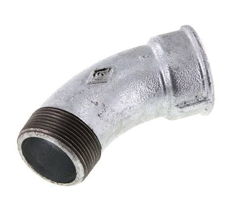 Winkelverschraubung 45° R1 1/2'' Außengewinde x Rp1 1/2'' Innengewinde Gusseisen 25bar (351.25psi)