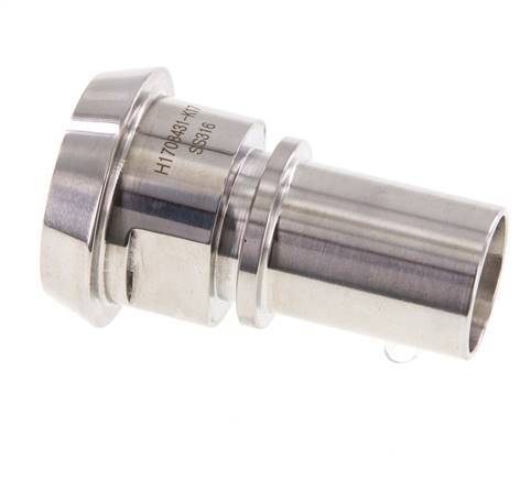 DIN 11851 Sanitary (Dairy) Fitting 44mm Cone x 1 inch (25 mm) Hose Pillar Stainless Steel Safety Collar