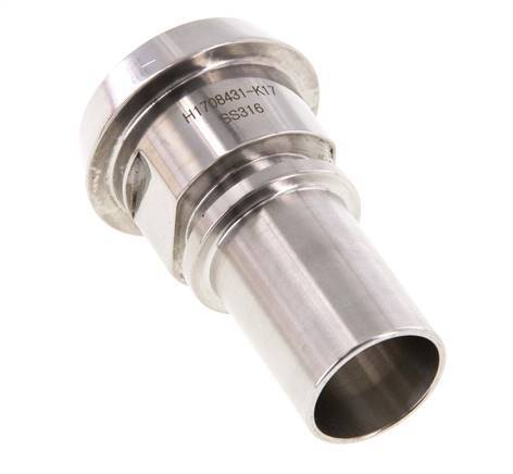 DIN 11851 Sanitärarmatur (Molkerei) 44mm Konus x 1 Zoll (25 mm) Schlauchsäule Edelstahl Sicherheitsmanschette