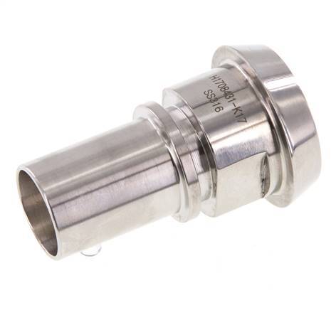 DIN 11851 Sanitärarmatur (Molkerei) 44mm Konus x 1 Zoll (25 mm) Schlauchsäule Edelstahl Sicherheitsmanschette