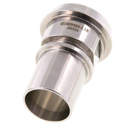 DIN 11851 Sanitärarmatur (Molkerei) 50mm Konus x 1 1/4 Zoll (32 mm) Schlauchsäule Edelstahl Sicherheitsmanschette