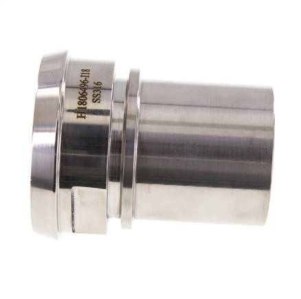 DIN 11851 Sanitärarmatur (Molkerei) 86mm Konus x 2 1/2 Zoll (63 mm) Schlauchsäule Sicherheitsmanschette aus Edelstahl