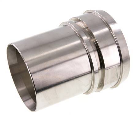 DIN 11851 Sanitärarmatur (Molkerei) 120mm Konus x 4 Zoll (100 mm) Schlauchsäule Edelstahl Sicherheitsmanschette