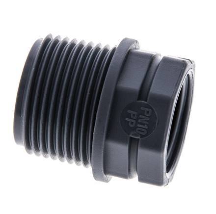 Reducing Ring G1/2'' Female x G3/4'' Male Polypropylene (pp) 10bar (140.5psi) FDA 27mm Hex [2 Pieces]