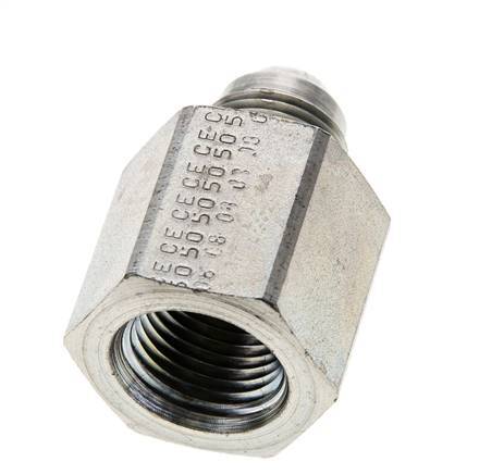 JIC Reduziernippel UNF 3/4''-16 Außengewinde x 1/2'' NPT Innengewinde Stahl 210bar (2950.5psi)