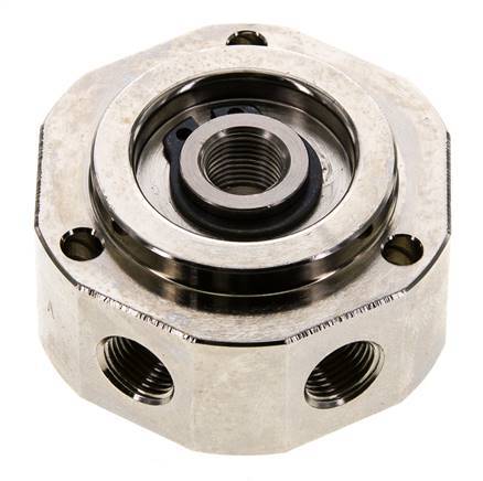 6-Wege-Drehdurchführung 1/8'' x3/8'' Messing vernickelt FKM 12bar (168,6psi)