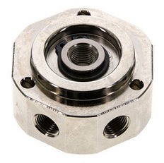 6-Wege-Drehdurchführung 1/8'' x3/8'' Messing vernickelt FKM 12bar (168,6psi)
