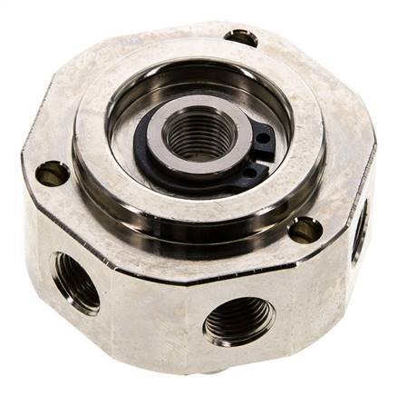 6-Wege-Drehdurchführung 1/8'' x3/8'' Messing vernickelt FKM 12bar (168,6psi)