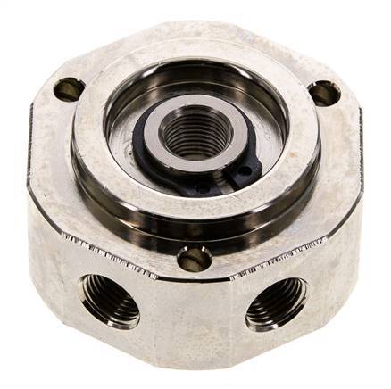 6-Wege-Drehdurchführung 1/8'' x3/8'' Messing vernickelt FKM 12bar (168,6psi)
