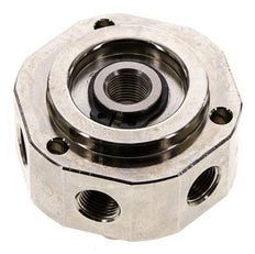 6-Wege-Drehdurchführung 1/8'' x3/8'' Messing vernickelt FKM 12bar (168,6psi)