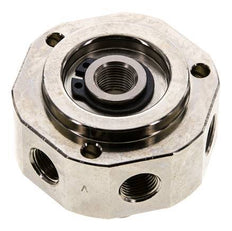 6-Wege-Drehdurchführung 1/8'' x3/8'' Messing vernickelt FKM 12bar (168,6psi)