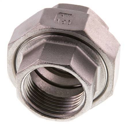 Gerader Verschraubungsanschluss Rp1'' Weiblich Edelstahl Flachdichtung PTFE 16bar (224.8psi)