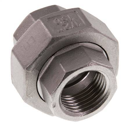 Gerader Verschraubungsstutzen Rp1/2'' Weiblich Edelstahl Flachdichtung PTFE 16bar (224.8psi)