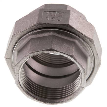 Gerade Verschraubung Rp1 1/2'' Weiblich Edelstahl Flachdichtung PTFE 16bar (224.8psi)