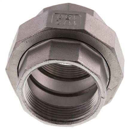 Gerade Verschraubung Rp1 1/2'' Weiblich Edelstahl Flachdichtung PTFE 16bar (224.8psi)