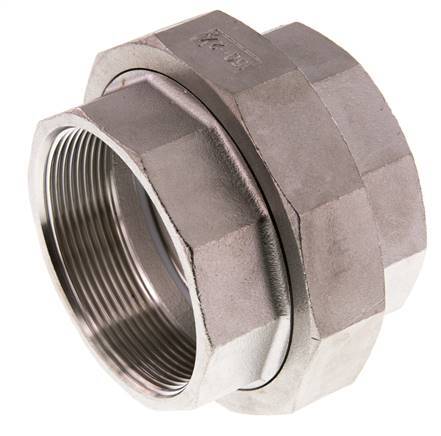 Gerader Verschraubungsstutzen Rp2 1/2'' Weiblich Edelstahl Flachdichtung PTFE 16bar (224.8psi)