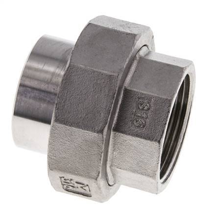 Gerader Verschraubungsstutzen Rp1 1/4'' Innengewinde x 42,4mm Schweißende Edelstahl konische Dichtung 16bar (224,8psi)