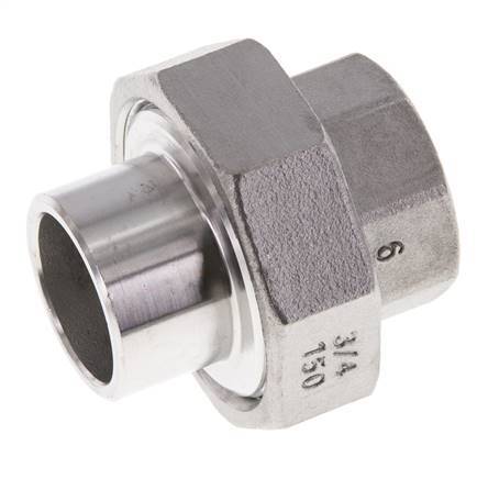 Gerader Verschraubungsstutzen Rp3/4'' Innengewinde x 26,9mm Schweißende Edelstahl konische Dichtung 16bar (224,8psi)