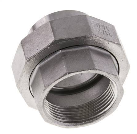 Gerader Verschraubungsstutzen Rp1 1/2'' Innengewinde x 48.3mm Schweissende Edelstahl Flachdichtung PTFE 150bar (2107.5psi)