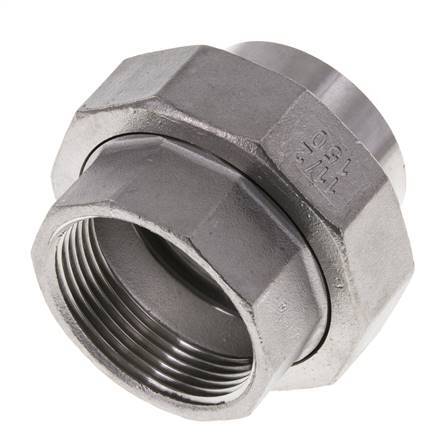 Gerader Verschraubungsstutzen Rp1 1/2'' Innengewinde x 48.3mm Schweissende Edelstahl Flachdichtung PTFE 150bar (2107.5psi)