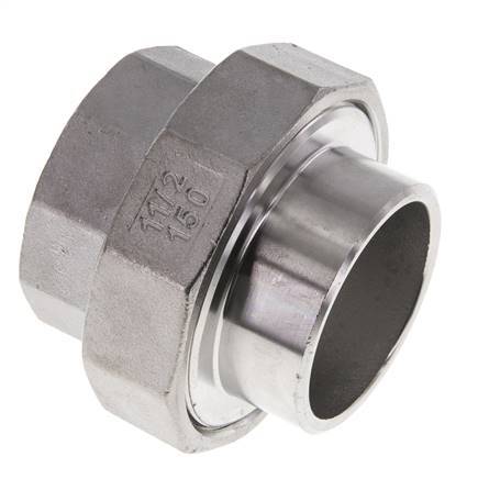 Gerader Verschraubungsstutzen Rp1 1/2'' Innengewinde x 48.3mm Schweissende Edelstahl Flachdichtung PTFE 150bar (2107.5psi)