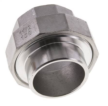 Gerader Verschraubungsstutzen Rp1 1/2'' Innengewinde x 48.3mm Schweissende Edelstahl Flachdichtung PTFE 150bar (2107.5psi)