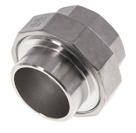 Gerader Verschraubungsstutzen Rp1 1/2'' Innengewinde x 48.3mm Schweissende Edelstahl Flachdichtung PTFE 150bar (2107.5psi)