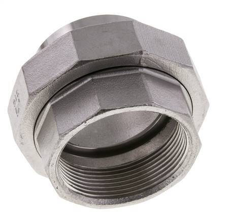 Gerader Verschraubungsstutzen Rp2'' Buchse x 60,3mm Schweißende Edelstahl Flachdichtung PTFE 150bar (2107,5psi)