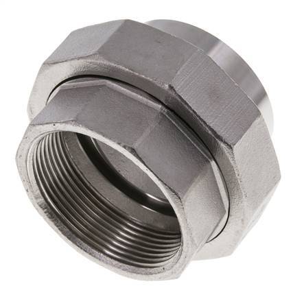 Gerader Verschraubungsstutzen Rp2'' Buchse x 60,3mm Schweißende Edelstahl Flachdichtung PTFE 150bar (2107,5psi)