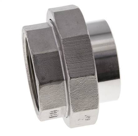 Gerader Verschraubungsstutzen Rp2'' Buchse x 60,3mm Schweißende Edelstahl Flachdichtung PTFE 150bar (2107,5psi)