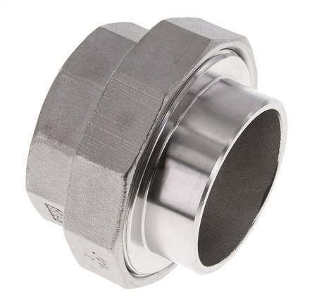 Gerader Verschraubungsstutzen Rp2'' Buchse x 60,3mm Schweißende Edelstahl Flachdichtung PTFE 150bar (2107,5psi)