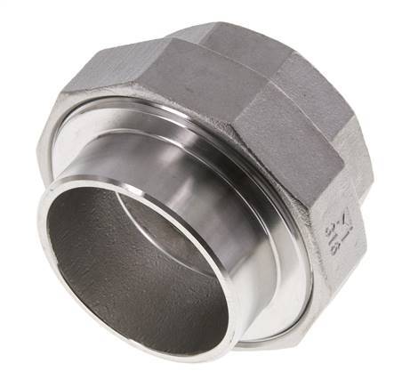 Gerader Verschraubungsstutzen Rp2'' Buchse x 60,3mm Schweißende Edelstahl Flachdichtung PTFE 150bar (2107,5psi)
