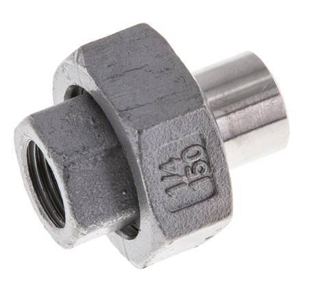 Gerader Verschraubungsstutzen Rp1/4'' Innengewinde x 13,5mm Schweißende Edelstahl Flachdichtung PTFE 150bar (2107.5psi)