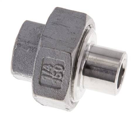 Gerader Verschraubungsstutzen Rp1/4'' Innengewinde x 13,5mm Schweißende Edelstahl Flachdichtung PTFE 150bar (2107.5psi)