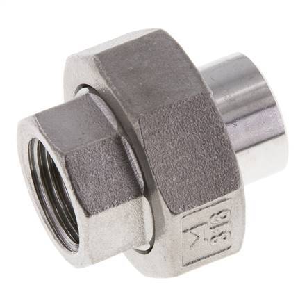 Gerader Verschraubungsstutzen Rp1/2'' Innengewinde x 21.3mm Schweissende Edelstahl Flachdichtung PTFE 150bar (2107.5psi)